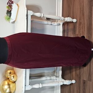 🍷 Vintage Burgundy Maxi Column Skirt Size 14  Elegant Evening Classic